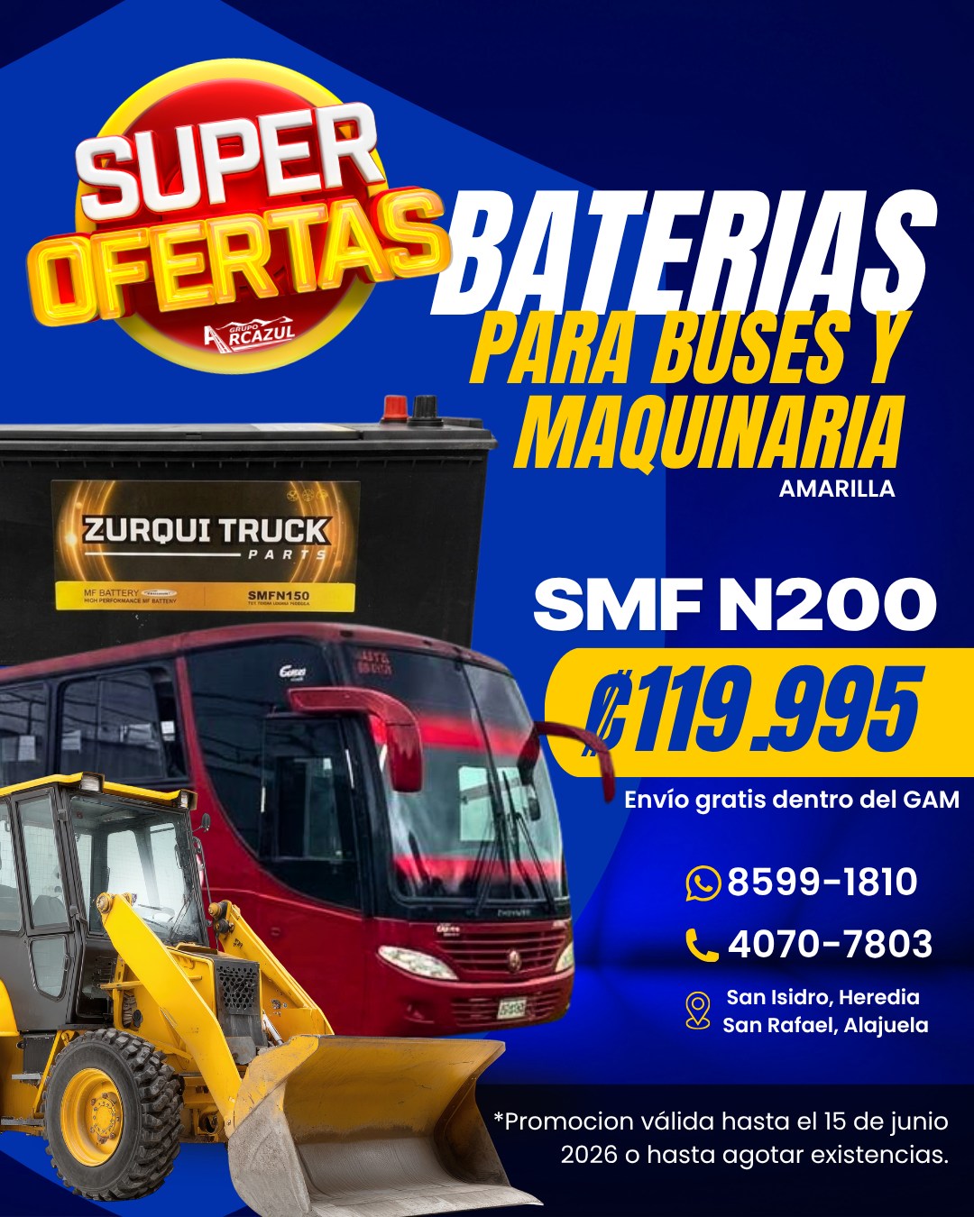 Promoción batería SMF N200 Zurqui Truck en Arcazul