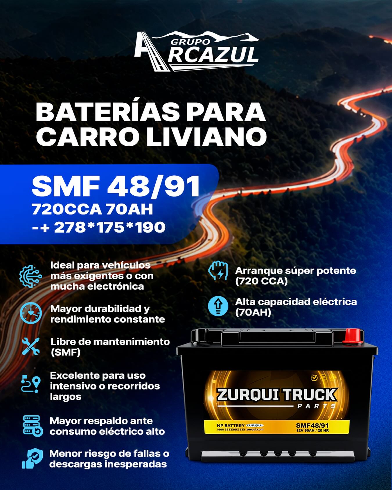 Batería Zurqui Truck SMF 48/91 para vehículo liviano
